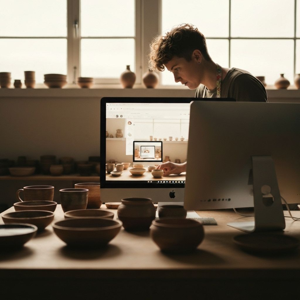 Artisan showcasing handmade jewelry and crafts